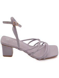 Malu Shoes Sandalo donna lilla glicine intrecciato con tacco basso largo comodo 5 cm lacci alla schiava moda linea basic cerimonia
