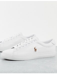 Polo Ralph Lauren - Longwood - Sneakers in pelle bianche con logo multicolore-Bianco
