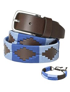 PELPE Cintura in pelle argentina, con cordino abbinato e bracciale in pelle. Cintura ricamata su pelle, per uomo e donna. Cinture Polo Argentina