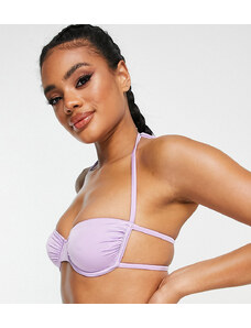 ASYOU - Top bikini a fascia arricciato con ferretto lilla in coordinato-Viola