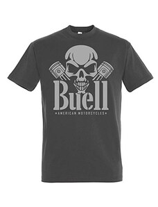 Ant Buell American Motorcycles | Skull Piston | T-Shirt | NEU | S M L XL XXL 3XL Men's Round Neck Short Sleeves Cotton T-Shirt