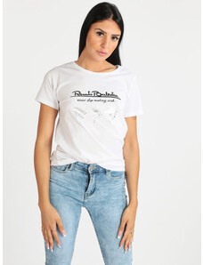 Renato Balestra T-shirt Donna In Cotone Con Scritta Manica Corta Bianco Taglia M