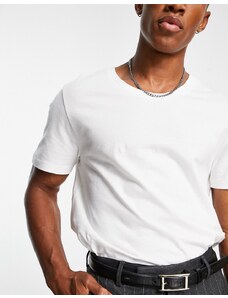 ASOS DESIGN - T-shirt con scollo rotondo in misto cotone - WHITE-Bianco