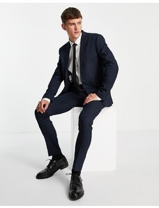 Topman - Pantaloni da abito skinny testurizzati blu navy