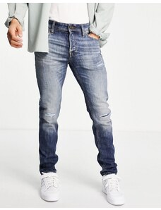 Jack & Jones Intelligence - Glenn - Jeans super elasticizzati slim blu slavato con strappi sulle ginocchia