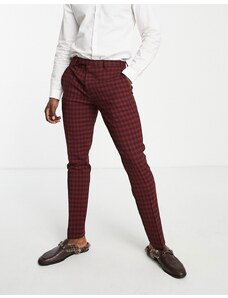 Twisted Tailor - Gallant - Pantaloni da abito a quadri neri e rossi-Nero