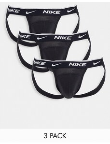 Nike - Confezione da 3 sospensori neri in cotone elasticizzato-Nero