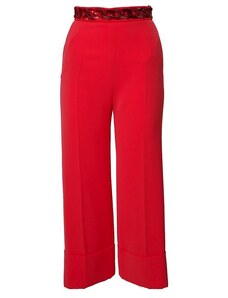 Elisabetta Franchi PANTALONE CROPPED A PALAZZO IN CREPE, ROSSO