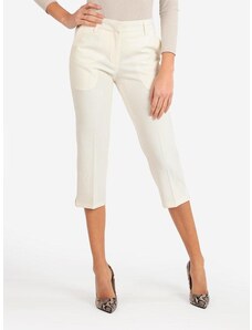Solada Pantaloni Donna a 3/4 Tinta Unita Casual Bianco Taglia S