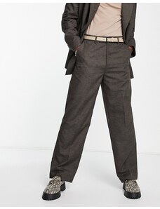 ASOS DESIGN - Pantaloni da abito con fondo ampio marroni-Marrone