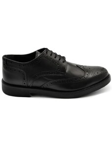 Malu Shoes Scarpe uomo francesina stringata elegante ricamo in vera pelle di nappa nero made in italy fondo gomma sottile comoda