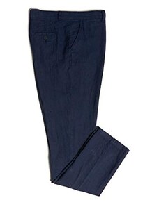Puro Lino Pantalone Lungo da Uomo 46 alla 56 Blu Bianco Beige (Blu, 52)
