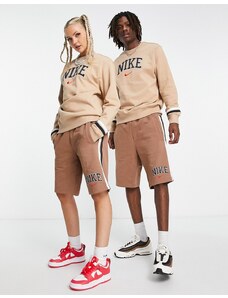Nike - Pantaloncini in pile unisex stile rétro college marrone archaeo