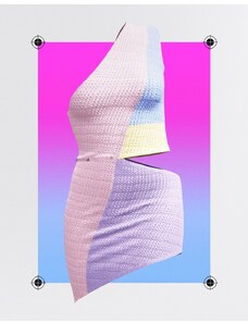 ASOS DESIGN - Vestito da mare 2 in 1 in cotone color block multicolore in coordinato