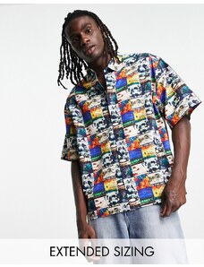 ASOS DESIGN - Camicia squadrata oversize con stampa fotografica vivace-Multicolore