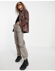 Noisy May - Camicia giacca in pelle sintetica marrone cioccolato effetto coccodrillo