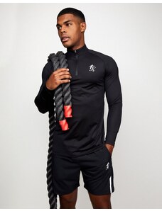 Gym King - Sport Bolt - Top a maniche lunghe nero con zip corta