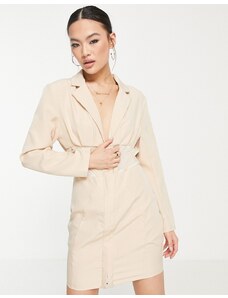 Femme Luxe - Vestito blazer beige con dettaglio a corsetto-Neutro