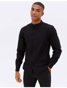 New Look - Camicia serafino a maniche lunghe in popeline, colore nero