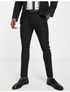 Topman - Pantaloni da abito super skinny testurizzati neri-Nero
