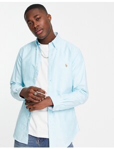 Polo Ralph Lauren - Camicia Oxford slim blu acqua con logo