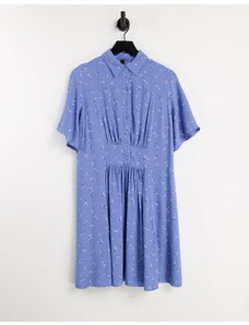 Y.A.S - Vestito camicia corto con maniche a kimono e stampa a fiori blu-Multicolore