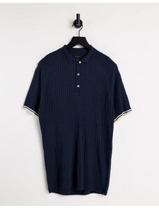 New Look - Polo in maglia attillata blu navy