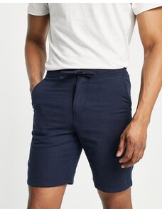 Selected Homme - Pantaloncini slim in misto lino blu navy