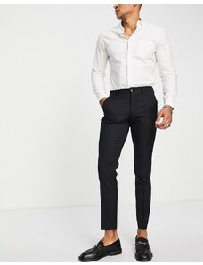 Jack & Jones Premium - Pantaloni da abito neri stretch super slim in misto lana-Nero