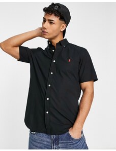 Polo Ralph Lauren - Camicia a maniche corte con logo in popeline nero con vestibilità regular fit