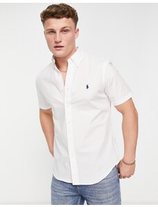 Polo Ralph Lauren - Camicia a maniche corte regular fit in popeline bianca con logo-Bianco
