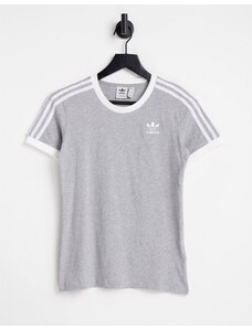 adidas Originals - adicolor - T-shirt grigia con tre strisce-Nero