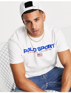 Polo Ralph Lauren - Sports Capsule - T-shirt bianca con stampa sul davanti-Bianco