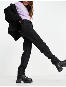 Weekday - Lash - Mom jeans a vita molto alta in cotone nero slavato - BLACK