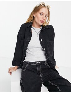 Topshop - Camicia giacca di jean nero slavato
