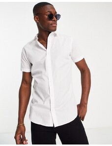 Jack & Jones Originals - Camicia in cotone elasticizzato bianco a maniche corte
