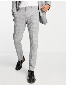 New Look - Pantaloni da abito skinny grigio scuro a quadri