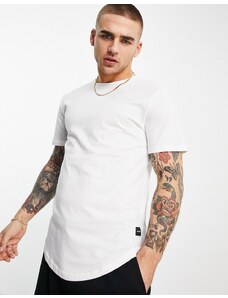 Only & Sons - T-shirt lunga bianca con fondo arrotondato-Bianco