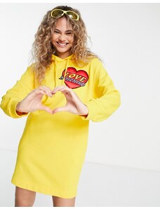 Love Moschino - Vestito giallo con cappuccio e toppa con logo