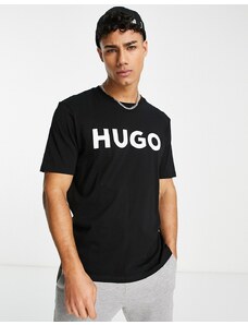 Hugo Red HUGO - Dulivio - T-shirt nera con logo-Nero