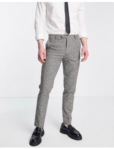 Twisted Tailor - Pudwill - Pantaloni da abito slim a quadri beige e blu navy-Multicolore