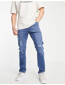 LDN DNM LDN Denim - Jeans dritti effetto invecchiato lavaggio blu medio