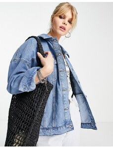 Only - Giacca di jeans oversize blu medio