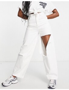 Topshop - Jeans larghi con strappi bianchi-Bianco