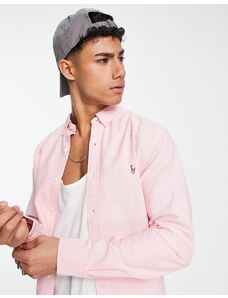 Polo Ralph Lauren - Camicia Oxford slim rosa con colletto button-down e logo a giocatore