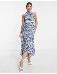 Hope & Ivy - Made With Liberty Fabric - Daniella - Vestito allacciato al collo blu