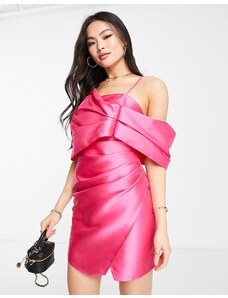 ASOS LUXE - Vestito da cocktail con spalline sottili in raso rosa