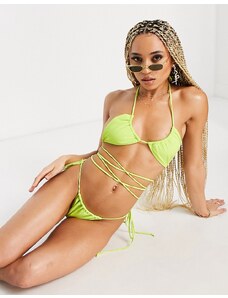 Motel - Leyna - Slip bikini sgambato con laccetti verde giaco