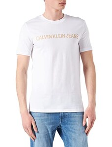Calvin Klein Jeans Institutional Logo Slim SS Tee T-Shirt, Bright White01, XL Uomo