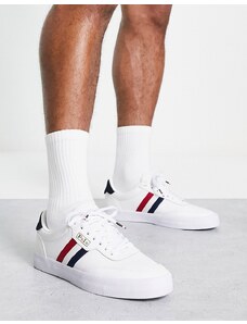 Polo Ralph Lauren - Court Vulc - Sneakers in pelle bianche con righe multicolore-Bianco